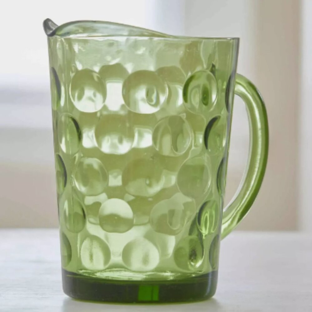 Sold -1960’s Vintage Hazel Atlas Avocado Green El Dorado‎ Coin Dot Optic Pitcher
